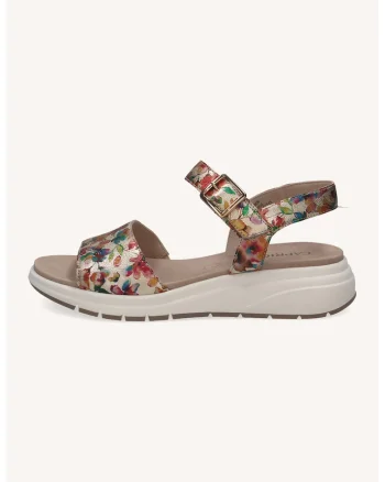 Sandale wedge din piele cu catarama, Multicolor