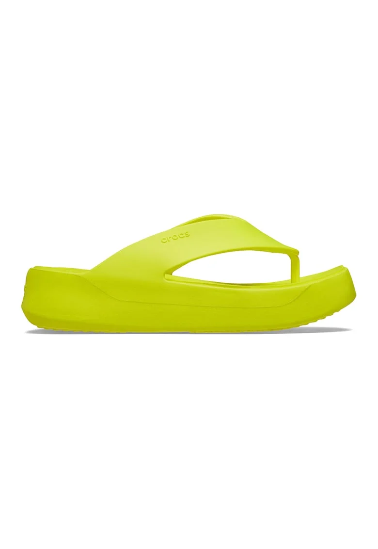 Papuci flip-flop cu talpa wedge si logo Getaway, Verde lime