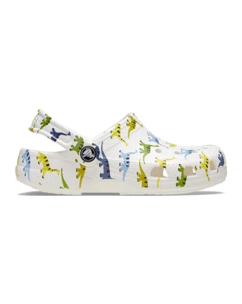 Saboti slingback Classic Character, Alb/Verde/Albastru