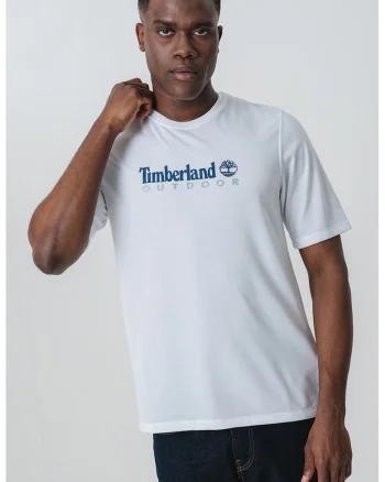 Tricou cu imprimeu logo si protectie UV Outdoor, Alb/Bleumarin