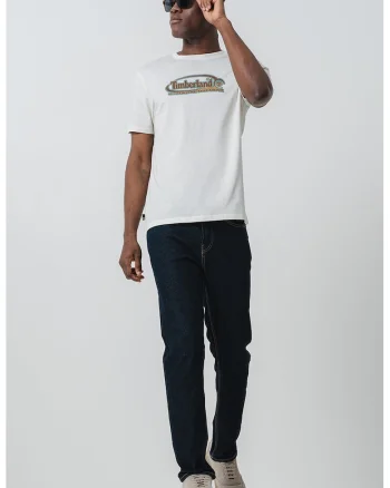 Tricou cu decolteu la baza gatului si imprimeu, Alb murdar
