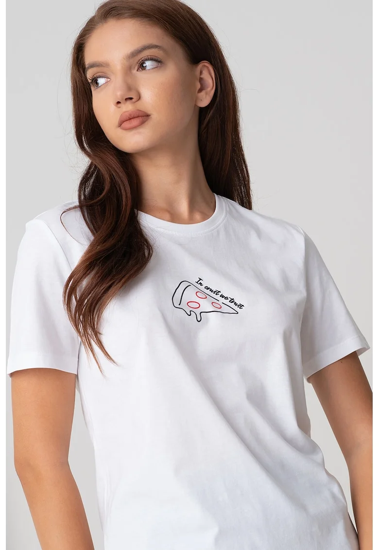 Tricou din bumbac cu imprimeu grafic, Albastru glaciar