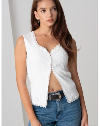 Bluza din amestec de bumbac organic si nasturi, Alb murdar