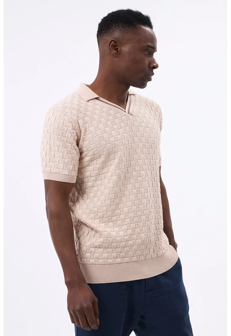 Tricou polo din amestec de bumbac, Bej deschis