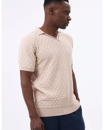 Tricou polo din amestec de bumbac, Bej deschis