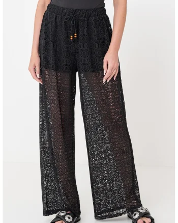 Pantaloni din dantela cu croiala ampla