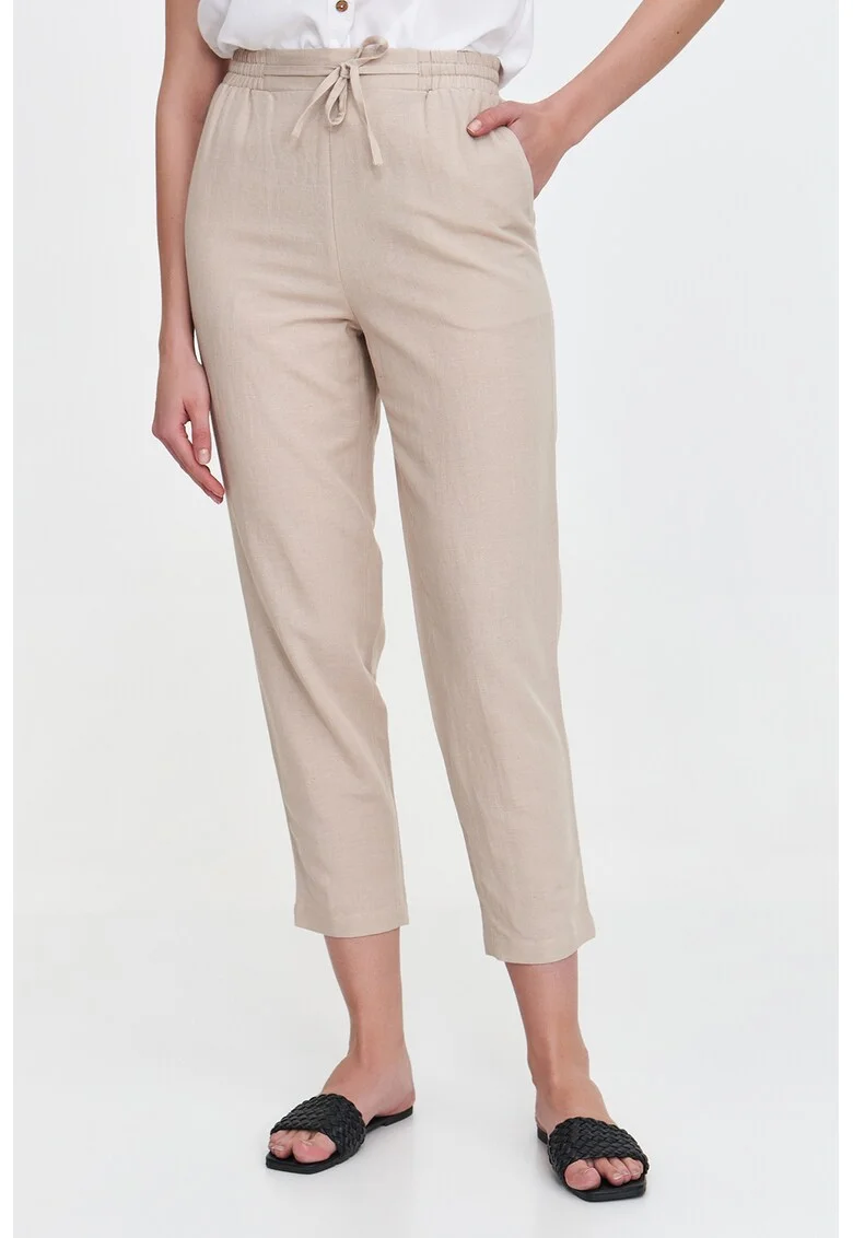Pantaloni crop slim fit, Bej deschis
