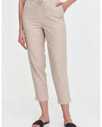 Pantaloni crop slim fit, Bej deschis