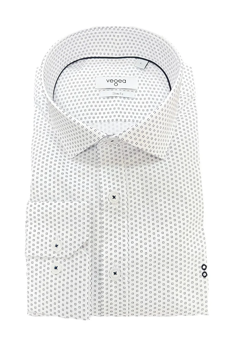 Camasa slim fit cu model, Alb optic/Albastru