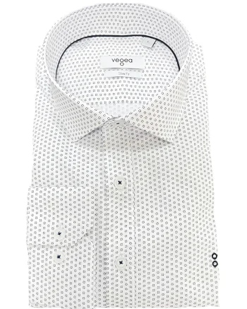 Camasa slim fit cu model, Alb optic/Albastru