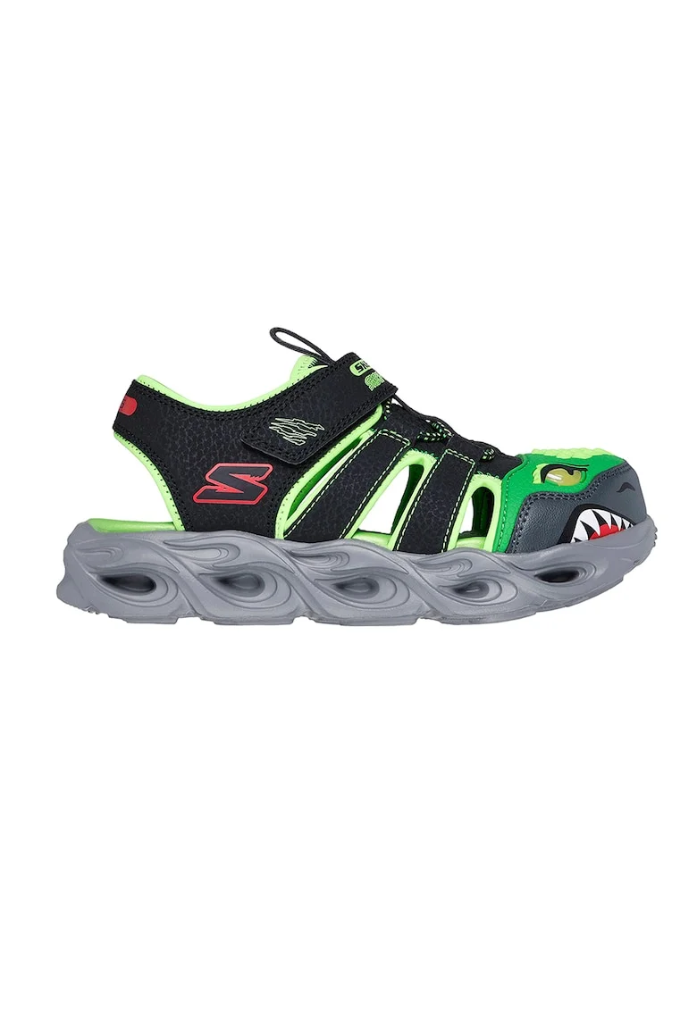 Sandale cu velcro Thermo Splash, Negru/Verde lime