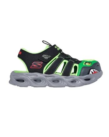 Sandale cu velcro Thermo Splash, Negru/Verde lime