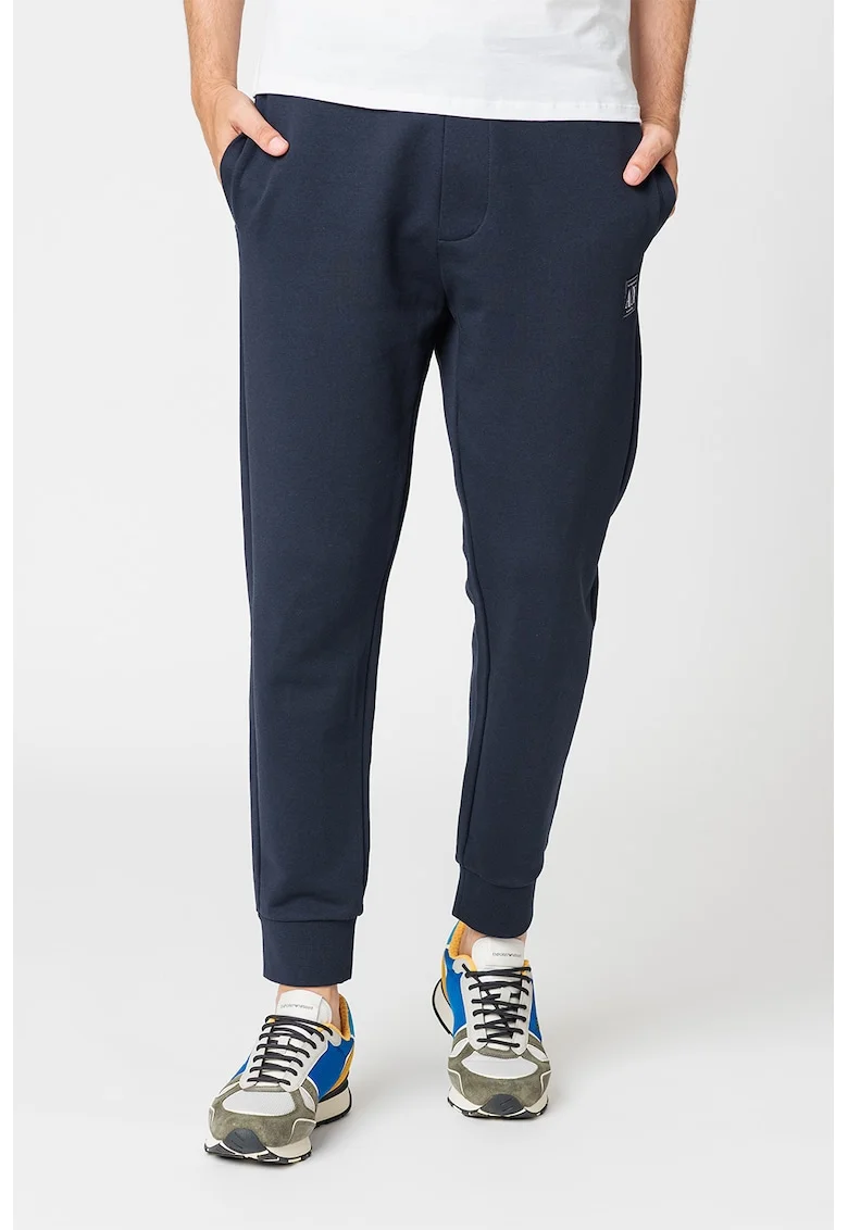 Pantaloni sport de bumbac cu snur, Bleumarin