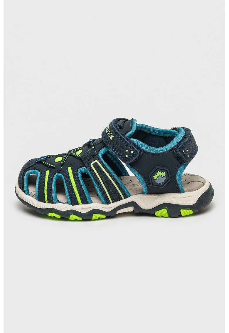Sandale cu imprimeu si velcro, Verde/Albastru inchis/Bleumarin