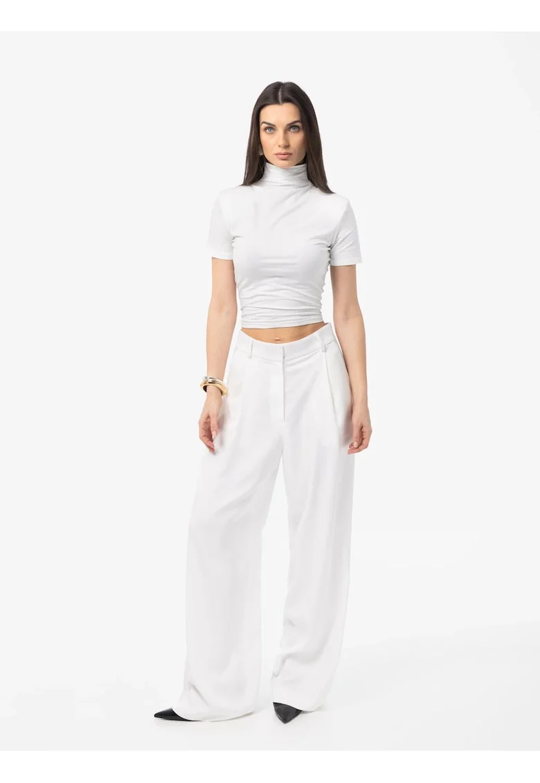 Pantaloni cu croiala ampla Naia, Alb