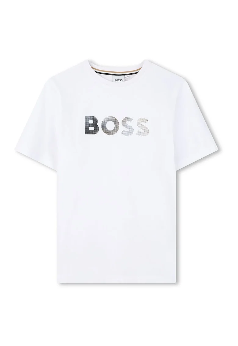 Tricou de bumbac cu logo, Alb/Bleumarin