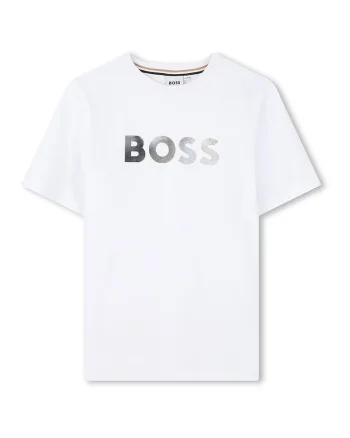 Tricou de bumbac cu logo, Alb/Bleumarin