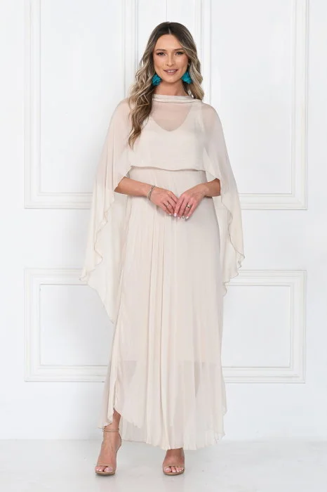 Capa dama din matase si vascoza tip kimono, croi fluid pentru layering, bej