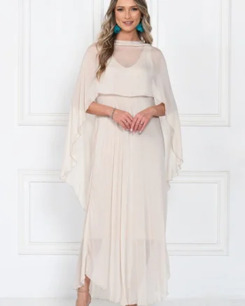 Capa dama din matase si vascoza tip kimono, croi fluid pentru layering, bej