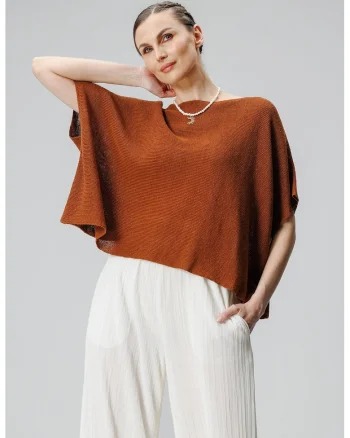 Tricou de in cu maneci liliac, Maro