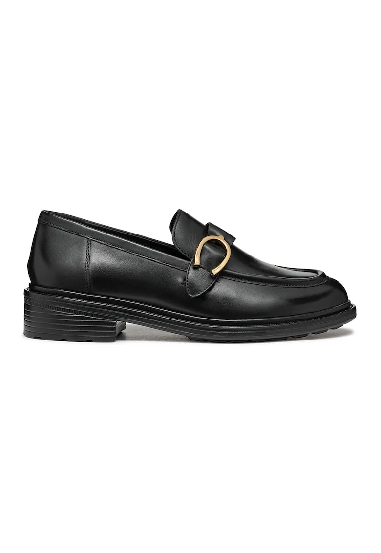 Pantofi loafer de piele cu varf rotund, Negru