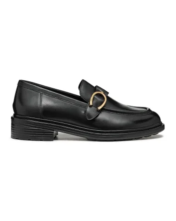 Pantofi loafer de piele cu varf rotund, Negru