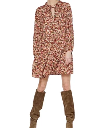Rochie dama  flori, evazata, multicolor, poliester