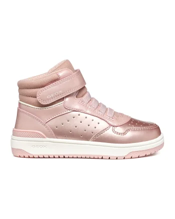 Pantofi sport de piele ecologica cu velcro, Roz pastel/Auriu rose