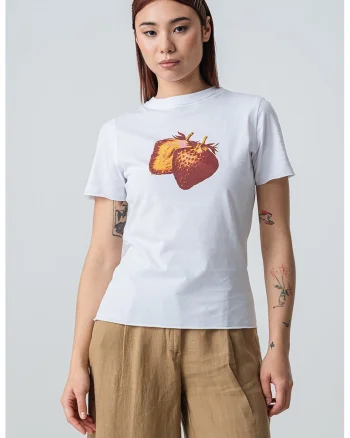 Tricou cu imprimeu fructat Duomo, Galben pai/Rosu inchis/Alb optic
