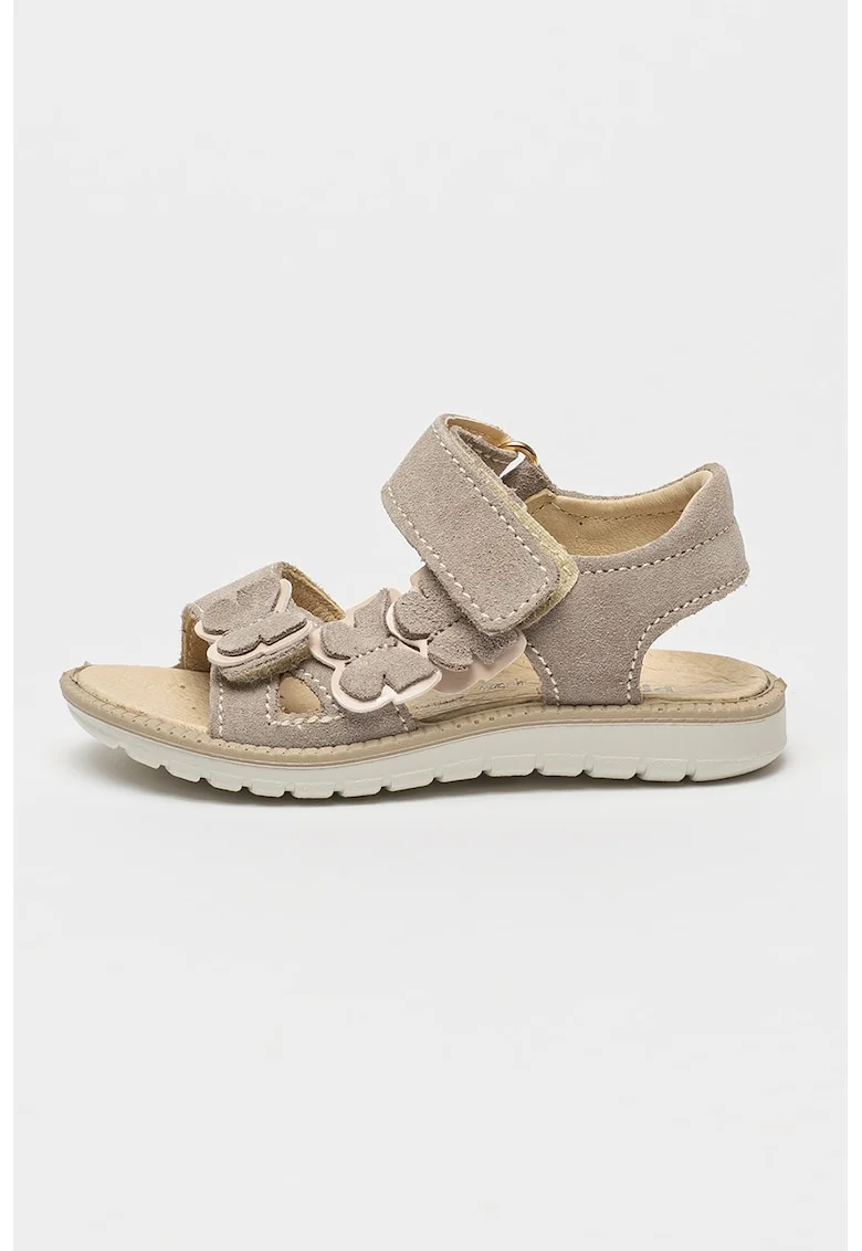Sandale din piele intoarsa, Maro taupe deschis