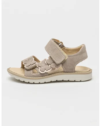 Sandale din piele intoarsa, Maro taupe deschis