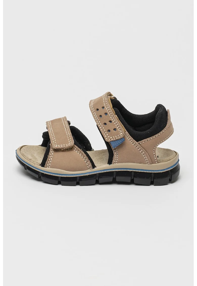 Sandale din piele cu velcro, Maro nisip