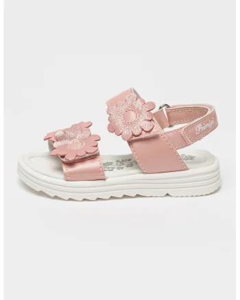 Sandale din piele cu velcro, Roz deschis