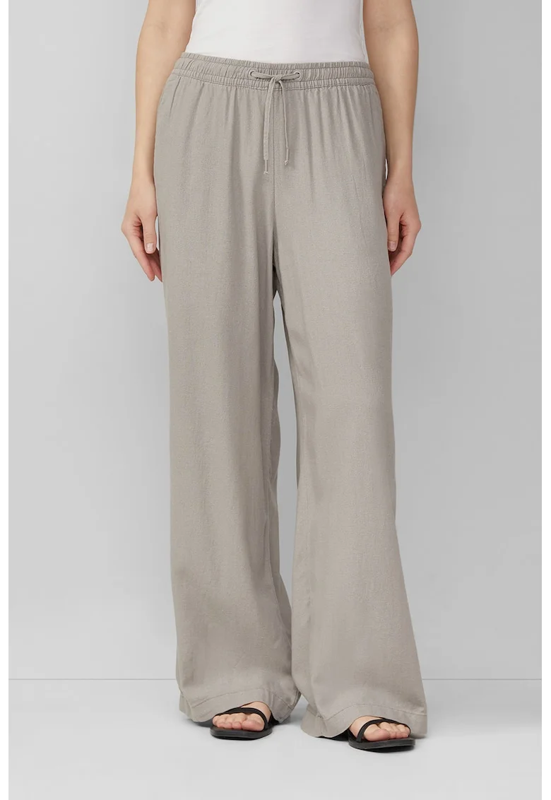 Pantaloni din amestec de in cu snur, Maro taupe