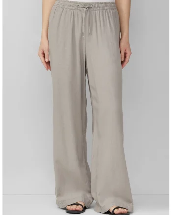 Pantaloni din amestec de in cu snur, Maro taupe