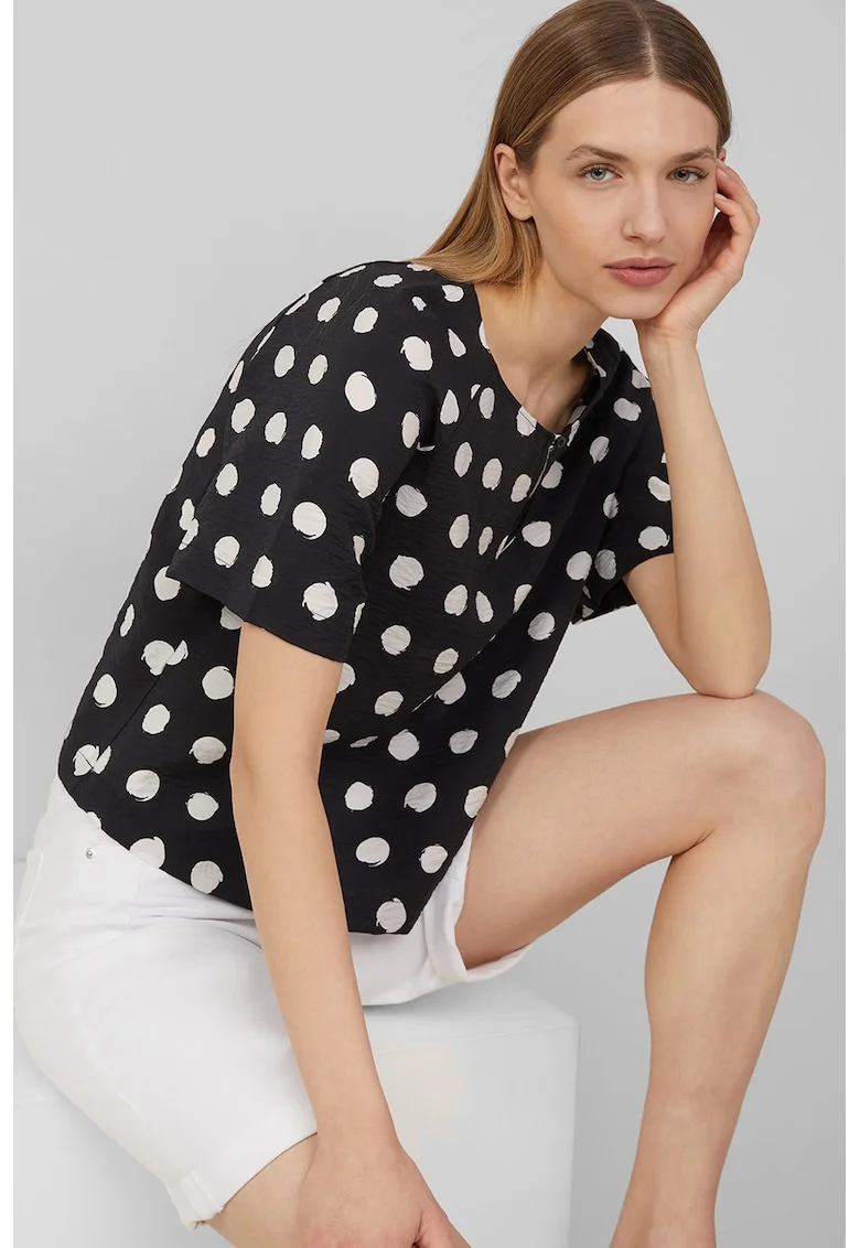 Bluza cu imprimeu grafic, Alb/Negru stins