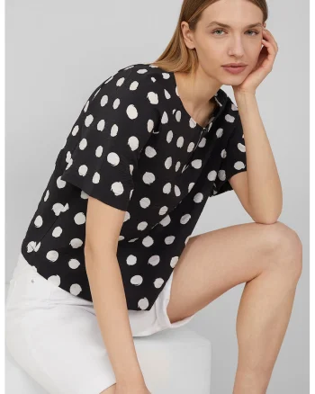 Bluza cu imprimeu grafic, Alb/Negru stins