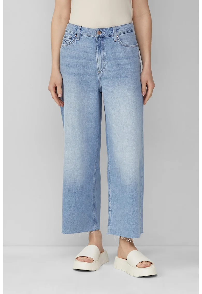 Blugi crop cu talie inalta, Albastru deschis