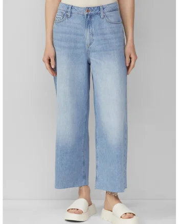 Blugi crop cu talie inalta, Albastru deschis