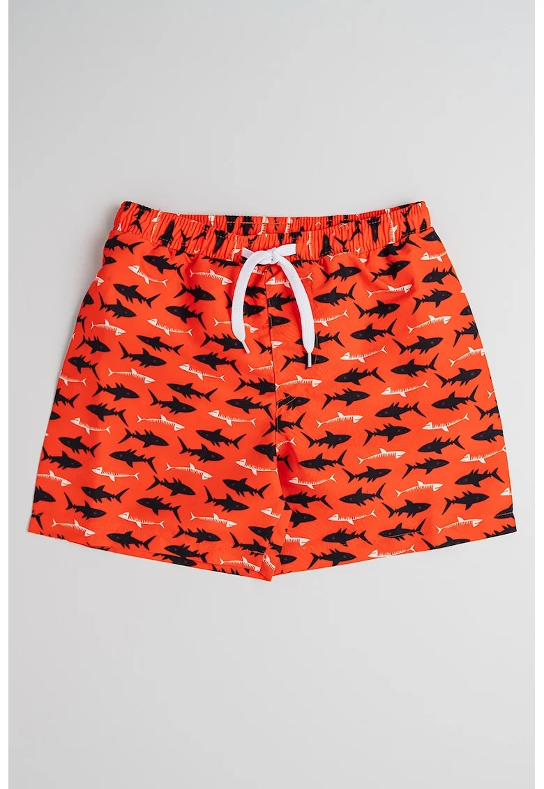 Pantaloni scurti de baie cu buzunare laterale, Portocaliu mandarina