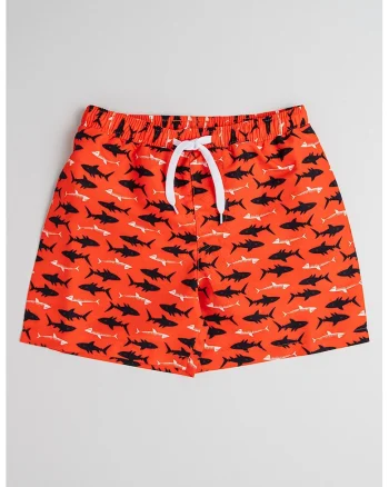 Pantaloni scurti de baie cu buzunare laterale, Portocaliu mandarina