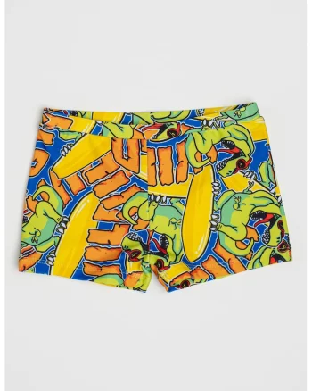 Pantaloni scurti cu imprimeu si talie elastica, Portocaliu/Verde lime/Albastru