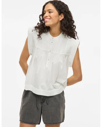 Bluza din bumbac organic cu model uni, Alb