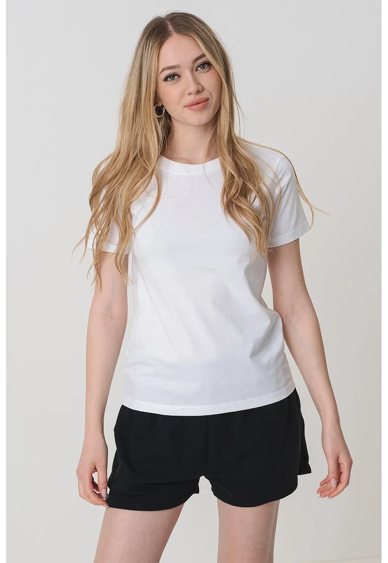 Tricou cu logo, Albastru azur/Alb optic