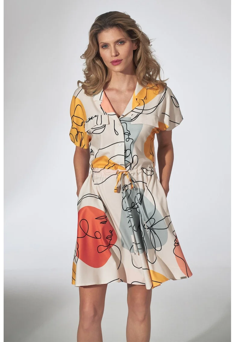 Rochie de vara,  model descheiat, multicolor, poliester