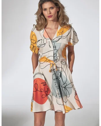 Rochie de vara,  model descheiat, multicolor, poliester