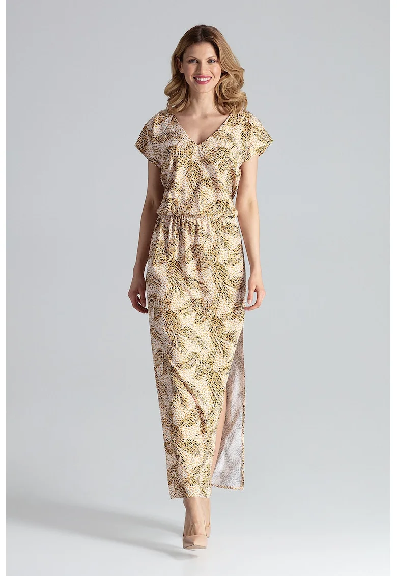 Rochie maxi  M668, bej, poliester 95%, elastan 5%