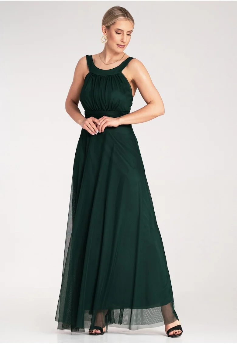 Rochie de seara  maxi, verde, poliester,