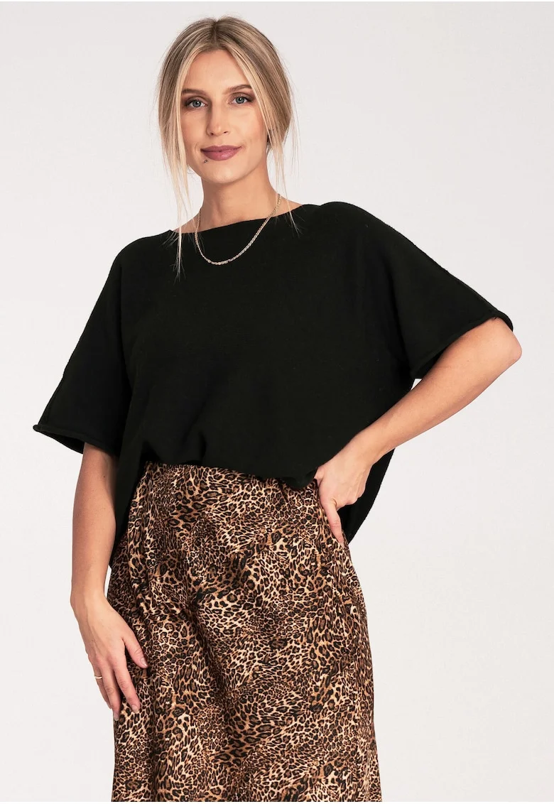 Pulover dama,  negru, largi, fabricat din material de calitate,