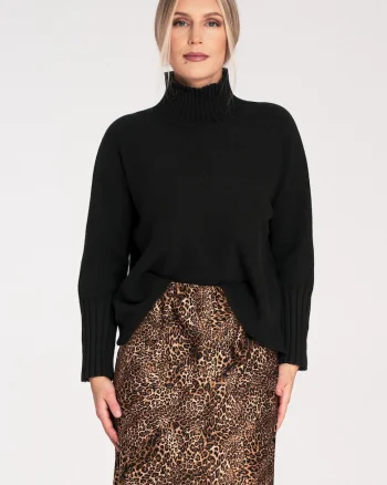 Pulover dama,  elegant, cu guler, negru, fabrica tricotata,